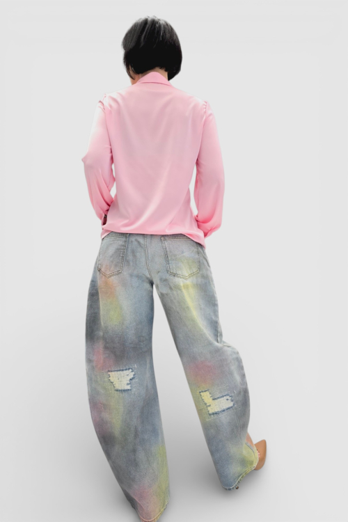 Ženska satenska košulja Fianna u nježno roza boji s diskretnim sjajem