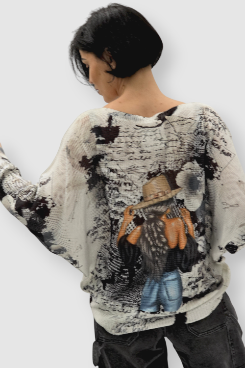 Ženska končana majica dugih rukava Faye sa printom žene