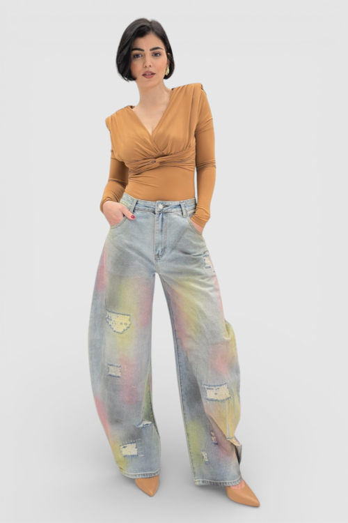 Trendi traperice Lila u baloon kroju sa printom