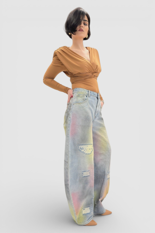 Trendi traperice Lila u baloon kroju sa printom