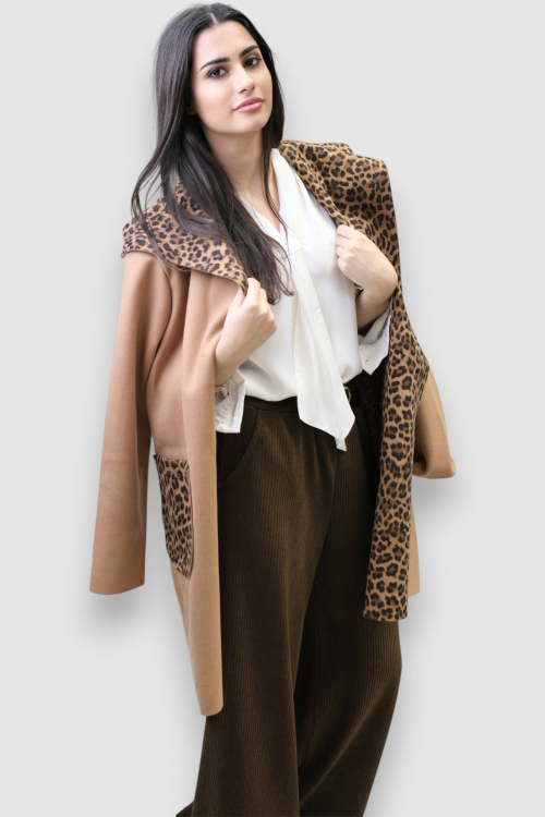 Ženske tamno smeđe samt hlače Lucy s širokim nogavicama i remenom