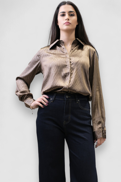 Ženske tamno plave široke traperice Eliza s visokim strukom i širokom nogavicom