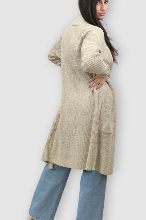 Ženski bež dugi kardigan Delphinia