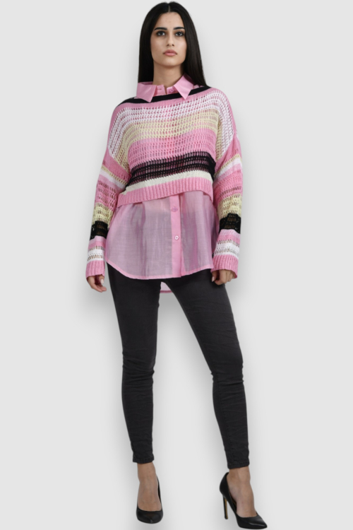 Ženski rozi lagani džemper Ginevra