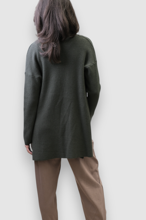 Ženski kratki kardigan Jossie u tamno zelenoj boji