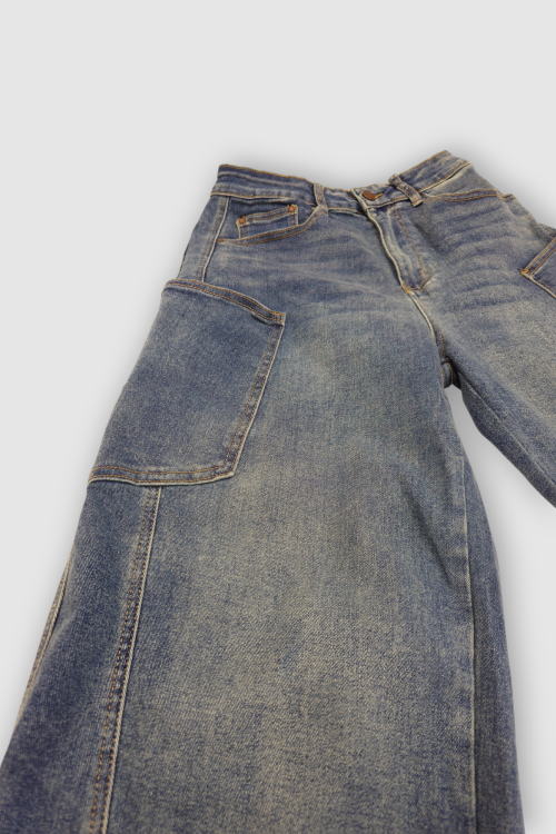 Plave trendi barrel traperice Mavi sa smeđim efektom