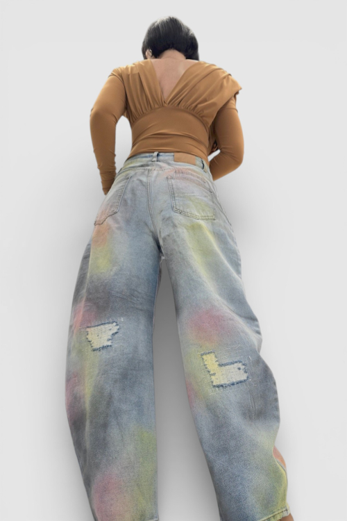 Trendi traperice Lila u baloon kroju sa printom