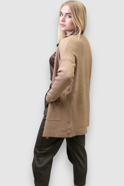 Ženski kratki kardigan Jossie u camel boji