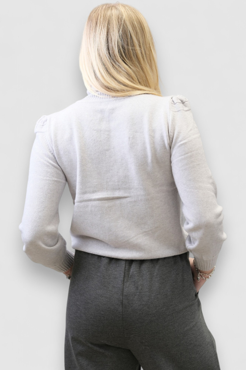 Ženske moderne hlače Ezri u sivoj boji s gumbima na nogavicama