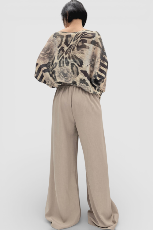 Ženska bež končana majica Faye dugih rukava sa cvjetnim printom