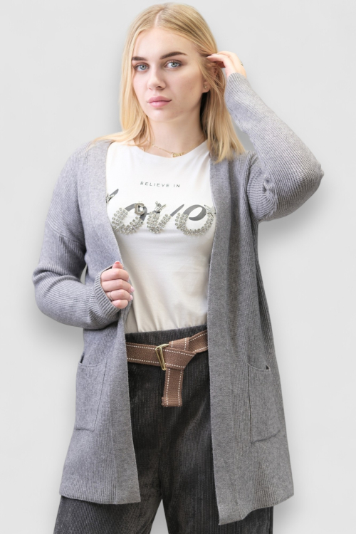 Ženski sivi kratki kardigan Jossie