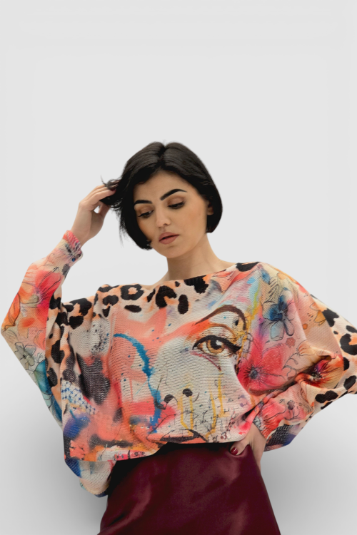 Ženska končana majica dugih rukava Faye sa printom oka