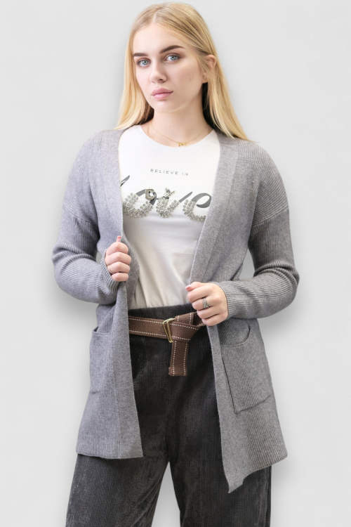 Ženski sivi kratki kardigan Jossie