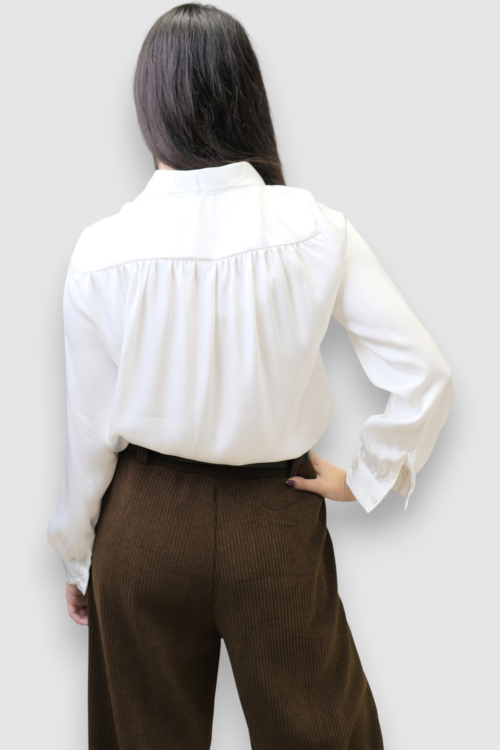 Ženske tamno smeđe samt hlače Lucy s širokim nogavicama i remenom