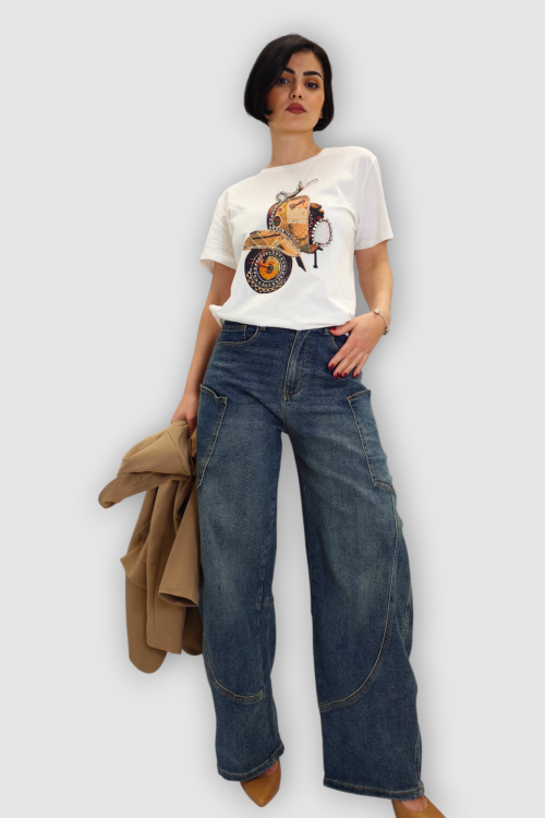 Plave trendi barrel traperice Mavi sa smeđim efektom