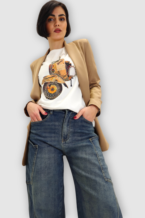 Plave trendi barrel traperice Mavi sa smeđim efektom