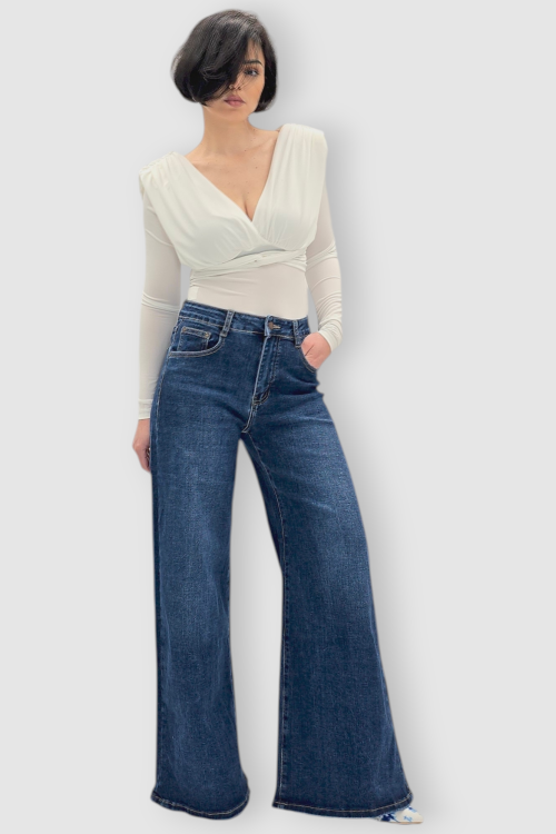 Tamno plave wide leg traperice Madge