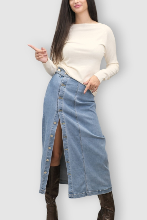 Ženska svijetlo plava midi traper suknja  Marlene