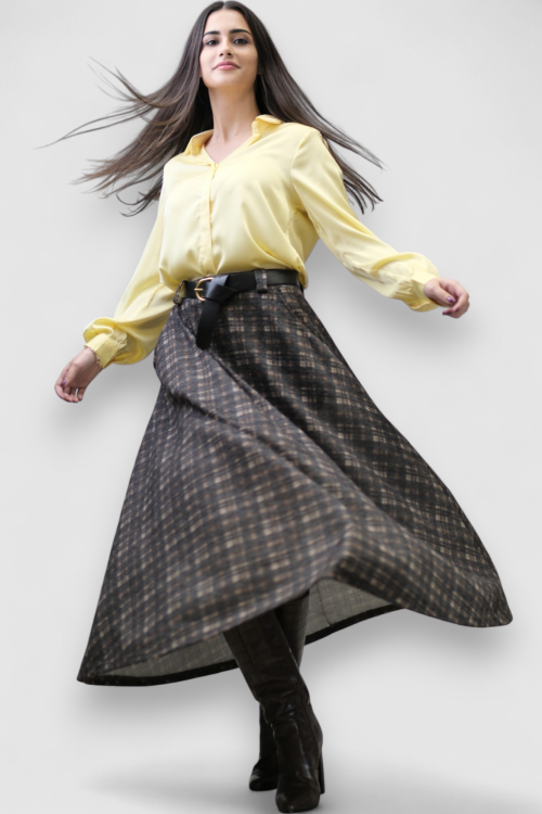 Ženska suknja Lunaire u kariranom uzorku, A kroja