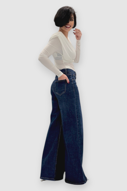 Tamno plave wide leg traperice Madge