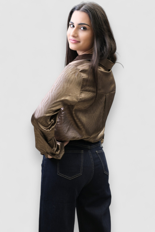 Ženske tamno plave široke traperice Eliza s visokim strukom i širokom nogavicom