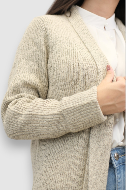 Ženski bež dugi kardigan Delphinia