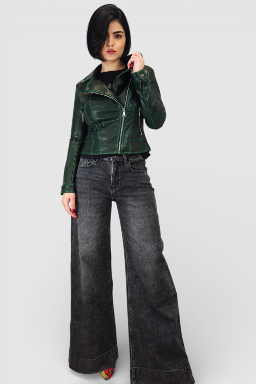 Crne trendi wide leg traperice Meadow s ispranim efektom