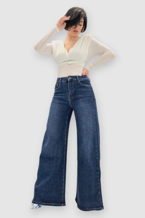 Tamno plave wide leg traperice Madge