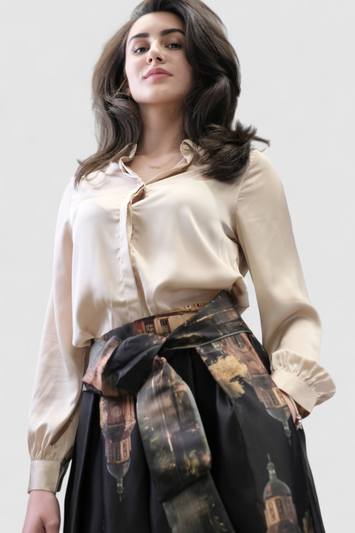 Nježna satenska košulja Fianna u bež boji