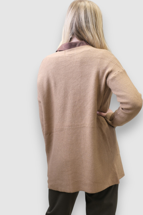 Ženski kratki kardigan Jossie u camel boji