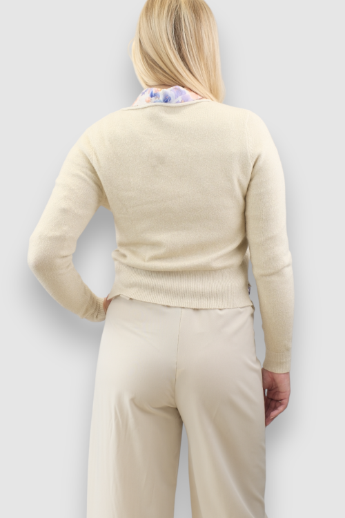 Ženski bež lagani džemper Clarette sa srebrnim nitima