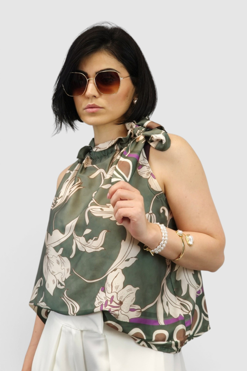 Ženska zelena elegantna bluza Camellia