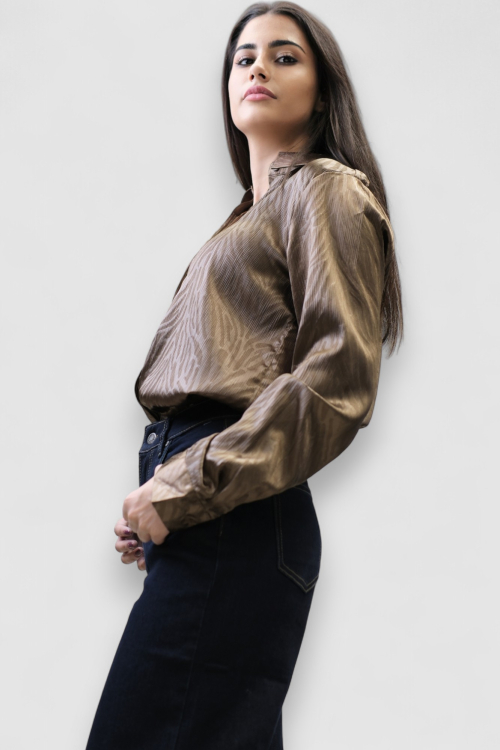 Ženske tamno plave široke traperice Eliza s visokim strukom i širokom nogavicom