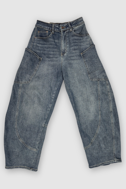 Plave trendi barrel traperice Mavi sa smeđim efektom