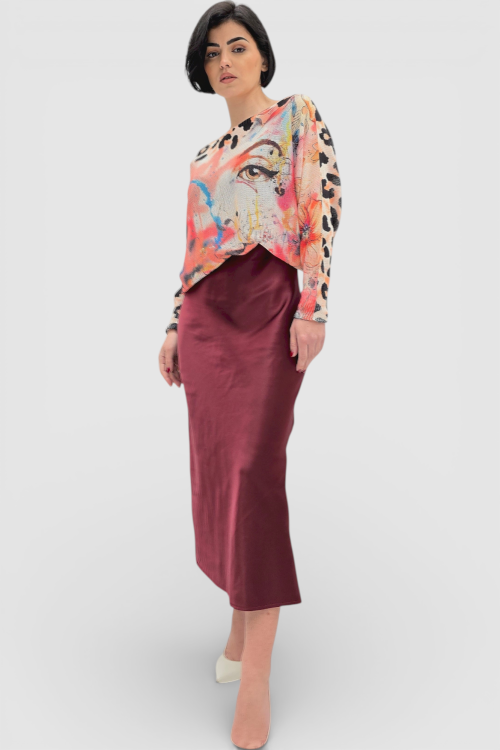 Ženska končana majica dugih rukava Faye sa printom oka