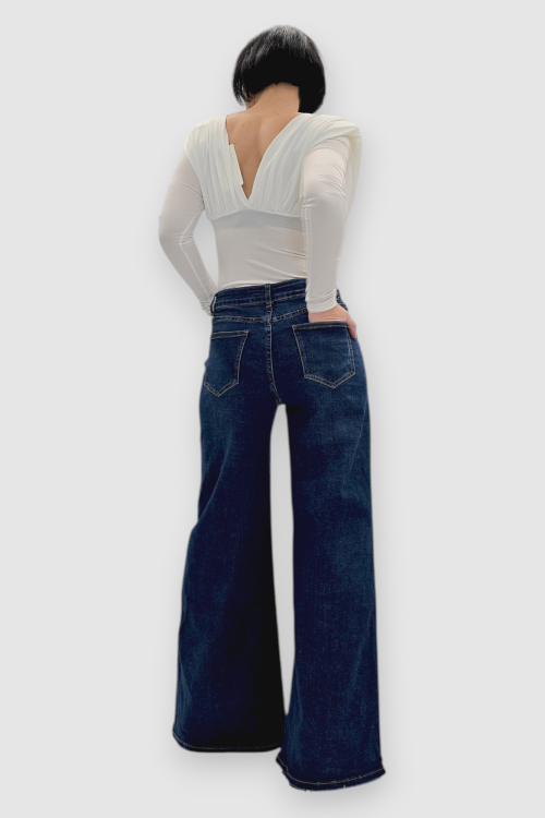 Tamno plave wide leg traperice Madge